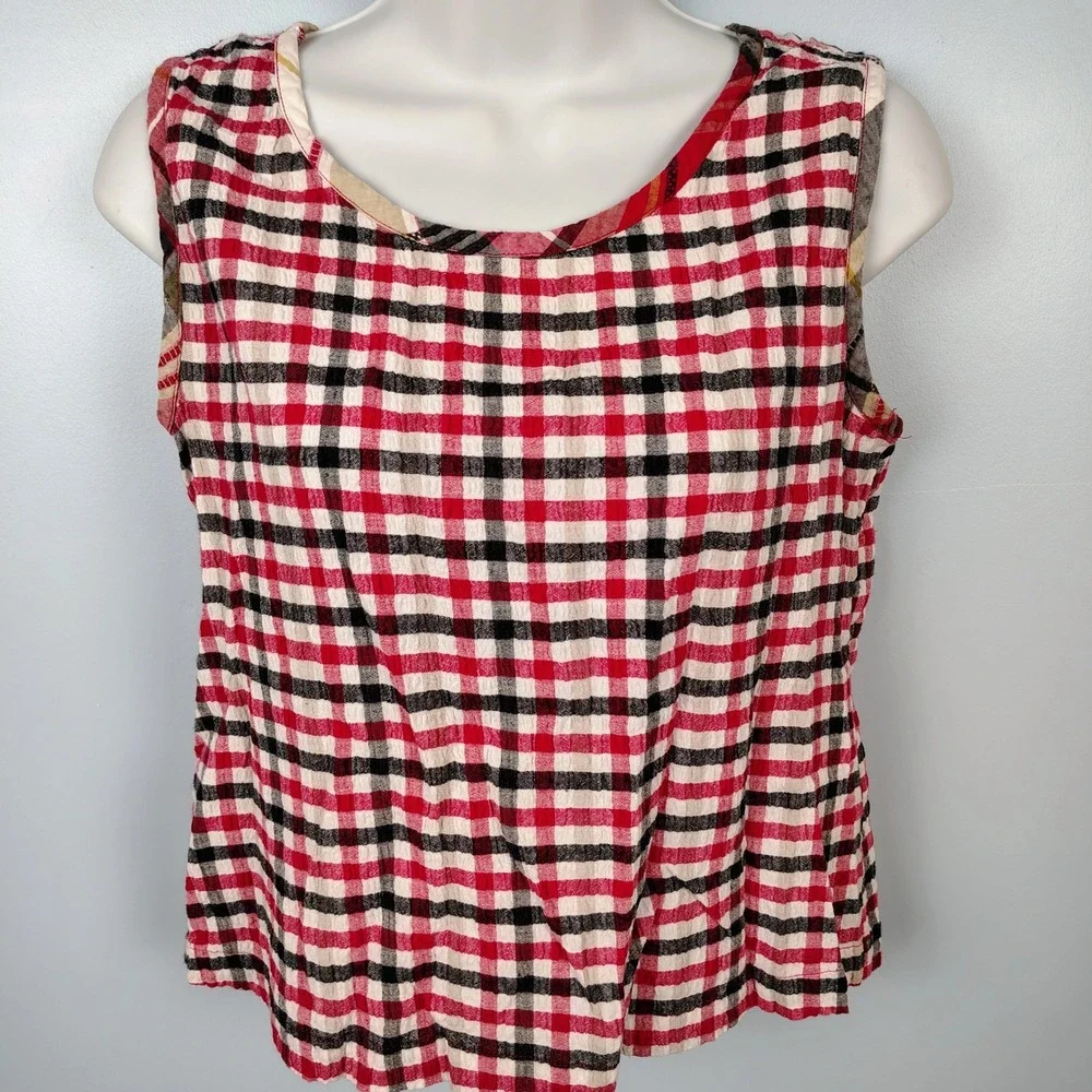 Cabin Creek Women Petite Medium Red Plaid 2 Piece Shirt and Tank Set cottagecore